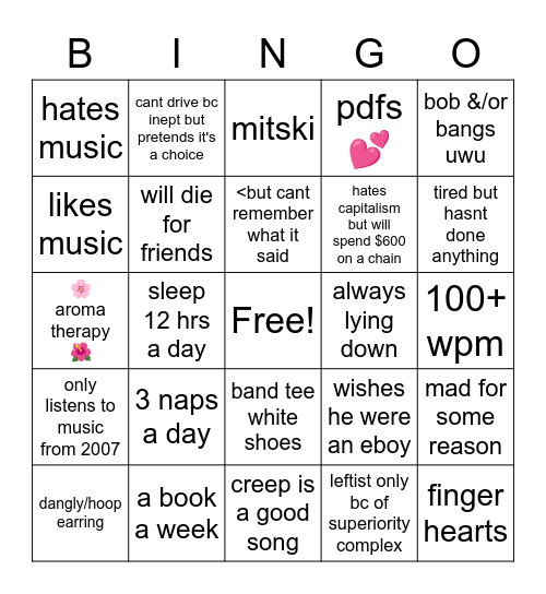 how similar are you to taro Bingo Card