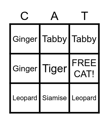 Cat Bingo Card