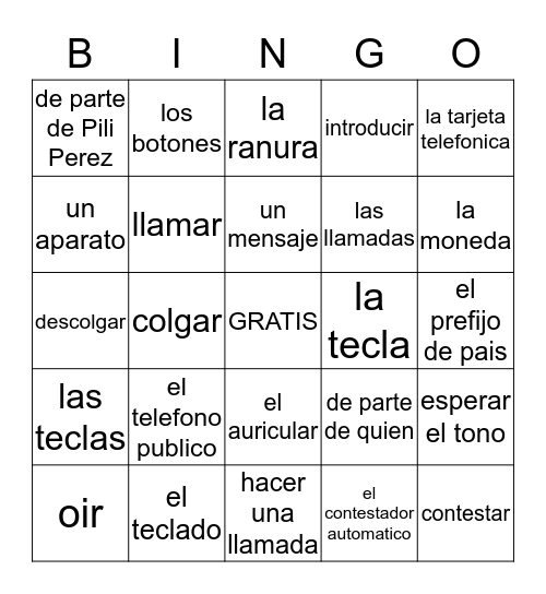 Esp 2 Capi 3.2 El telefono Bingo Card