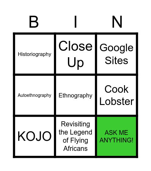 B   I   N   G   O Bingo Card