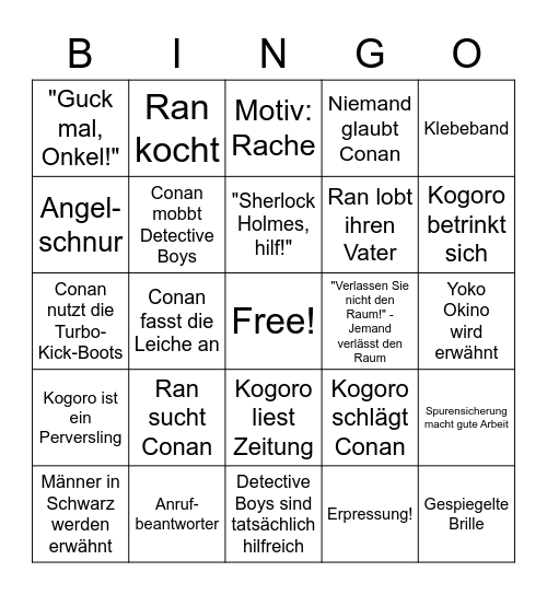 Detektiv Conan Bingo Card