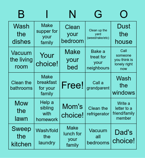 At-Home Service Project!!! Bingo Card