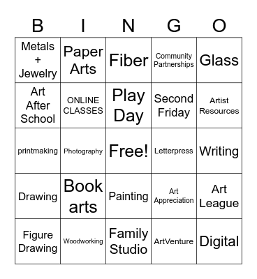 VisArts Bingo Card