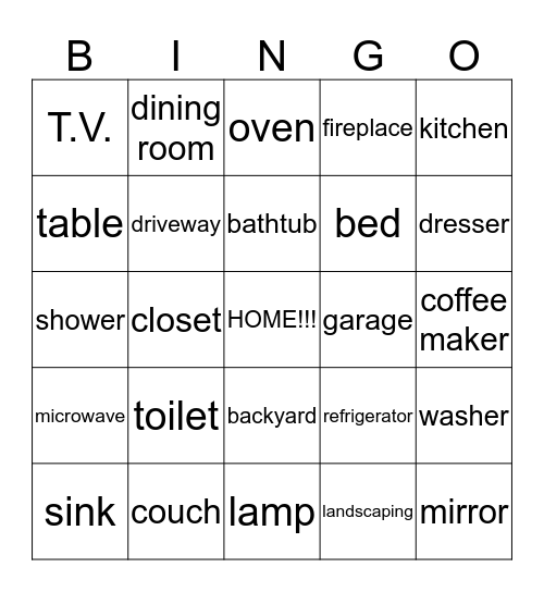 House Bingo Card