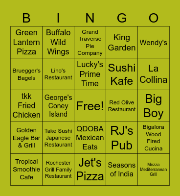 Rochester Hills District 2 Bingo Card