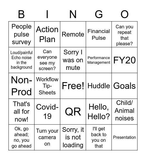 CI Conference Call Bingo Card