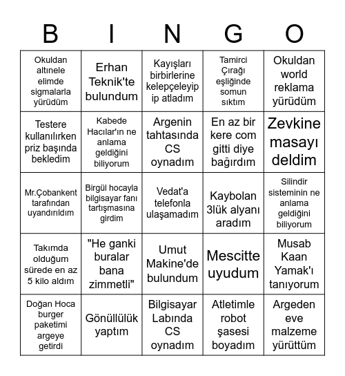 YAFL Mechatronics Bingo Card