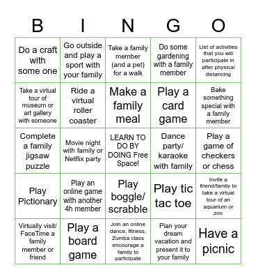 4H SOCIAL REC Bingo Card