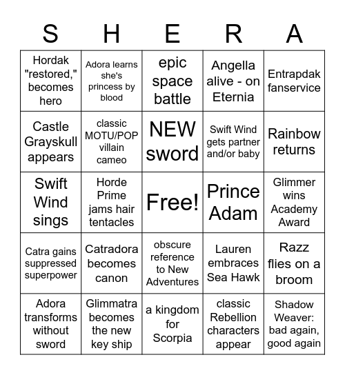 S5 Predictions Bingo Card
