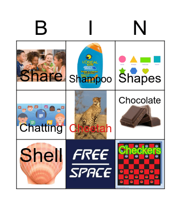 Ch/Sh words Bingo Card