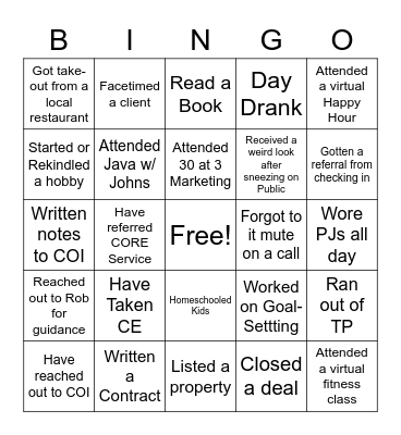 CHARLESTON CENTRAL BINGO Card