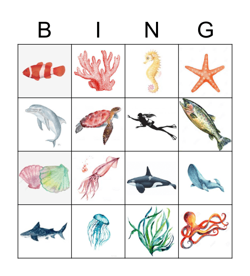 Ocean Bingo Card