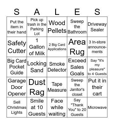 Tipp City Menards Bingo Card