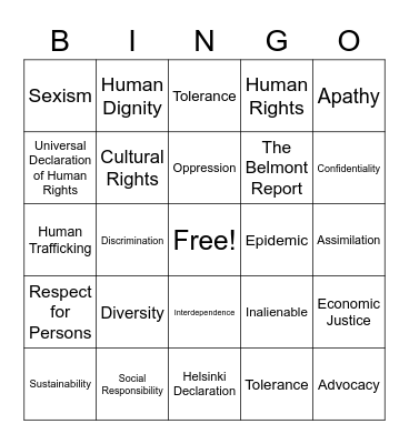 Global Health Bingo! Bingo Card