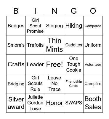 Girl Scouts!! Bingo Card