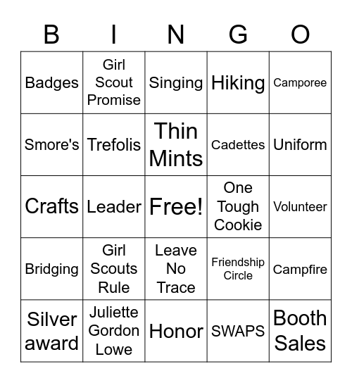 Girl Scouts!! Bingo Card