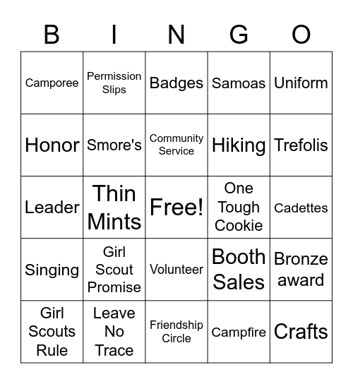 Girl Scouts!! Bingo Card