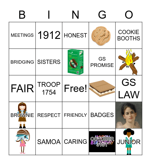 Troop 1754 Bingo Card