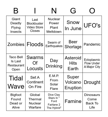 2020 Bingo Card