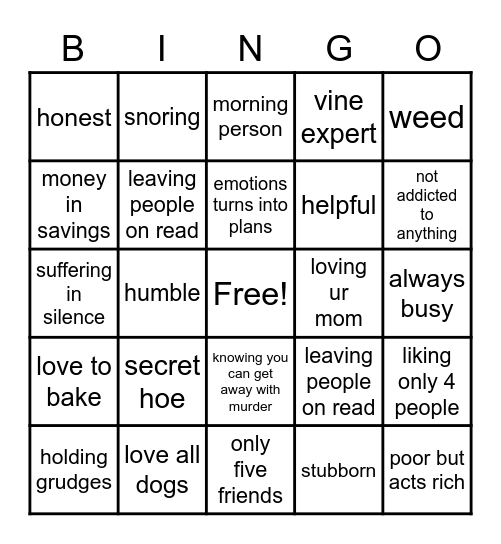 Earth sign Bingo Card