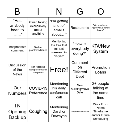 Untitled Bingo Card