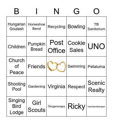Anniversary Bingo Card