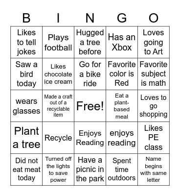 People's Bingo Card