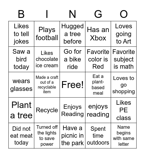 People's Bingo Card