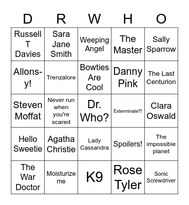 Dr Who Bingo Card