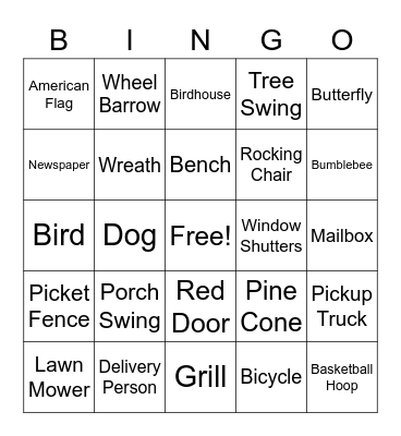 Neighborhood Bingo Card