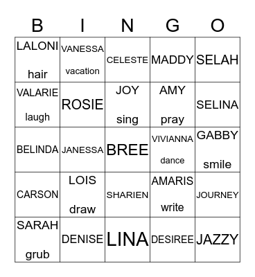 Nana    <3 's Bingo Card