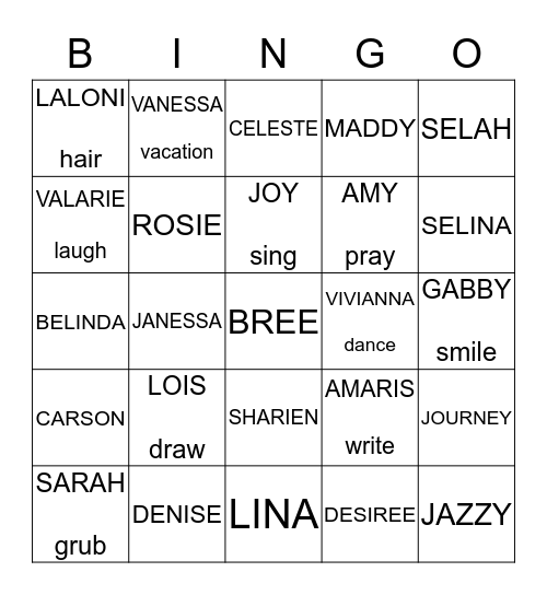 Nana    <3 's Bingo Card