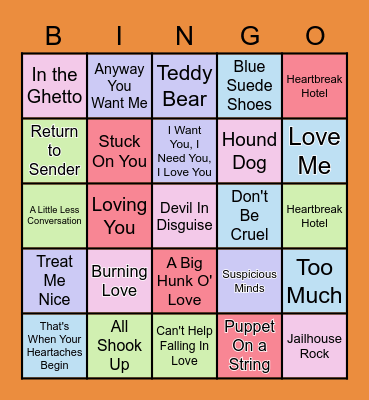 ELVIS BINGO!! Bingo Card
