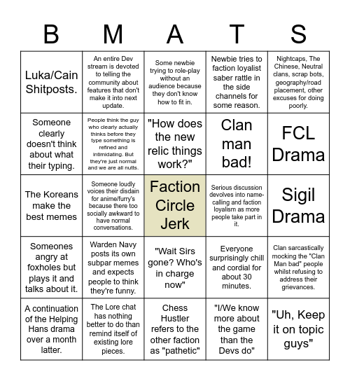 FOD "Bmats" (May 2020) Bingo Card