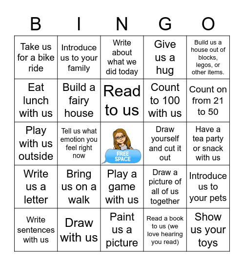 Flat Teacher Bingo Card