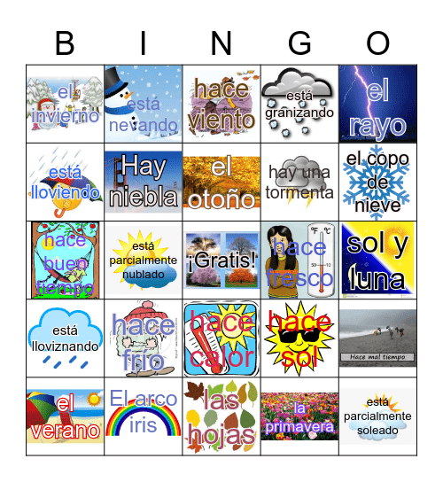 El tiempo y las 4/cuatro estaciones Bingo Card