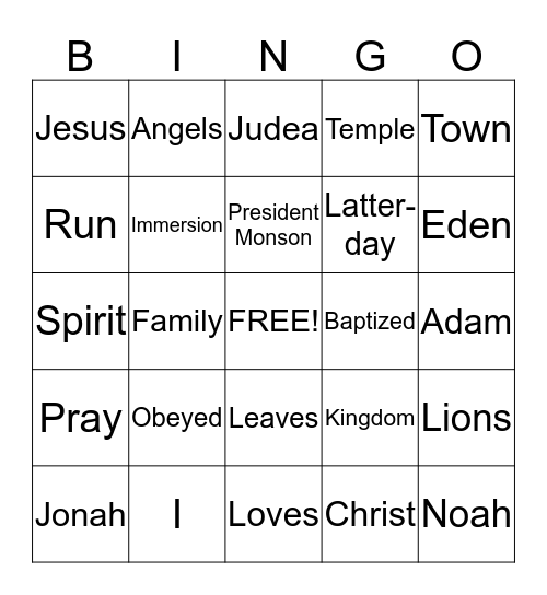 Primary Bingo Card