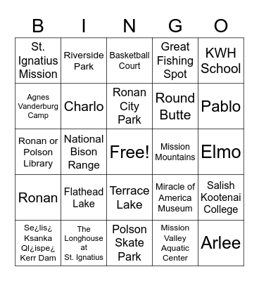 Mission Valley Bingo Card