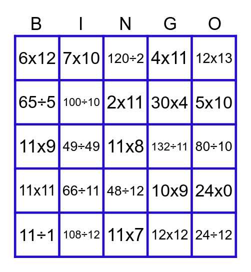 Our Final Math Fact  B I N G O!! Bingo Card