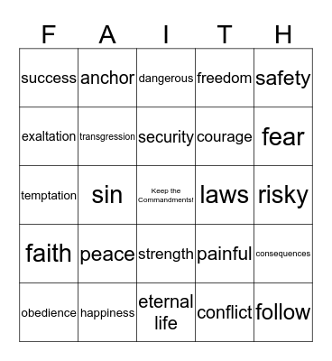 Blessings of Obeying the Commandments Bingo Card