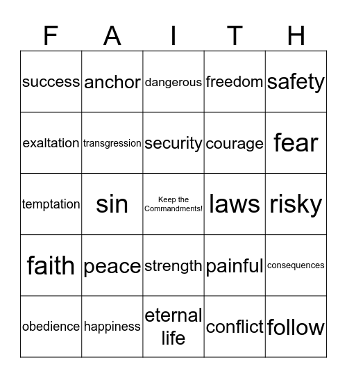 Blessings of Obeying the Commandments Bingo Card