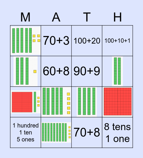 Place Value Bingo Card