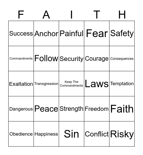 The Blessings of Obeying the Commandments Bingo Card
