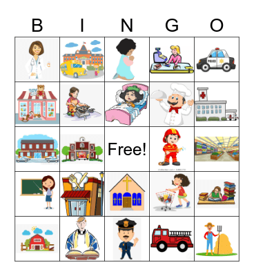 Community Places and Helpers Bingo Card