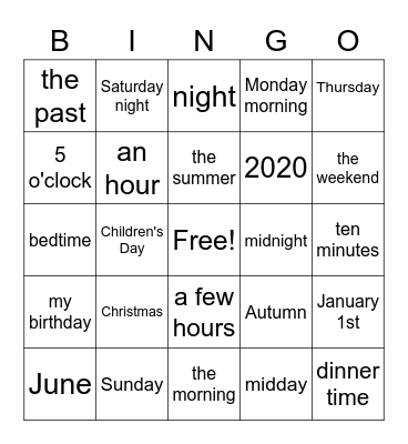 When Did This Happen? Bingo Card