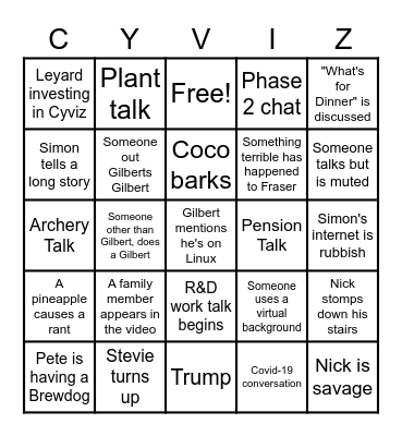 Cyviz Bingo Card