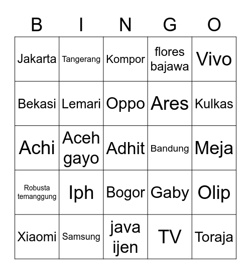 Jeklin demek👎🏻 Bingo Card