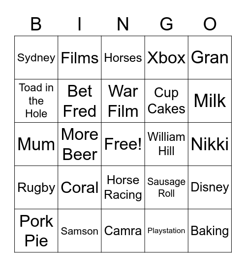 Kierans WINGO Bingo Card