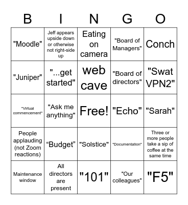 ITS Standup Bingo Card