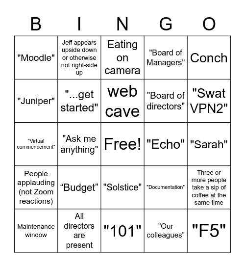 ITS Standup Bingo Card